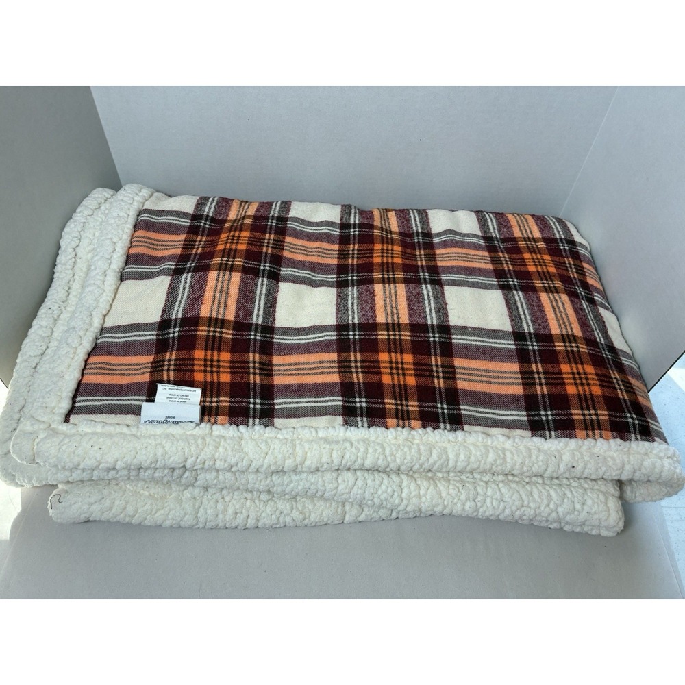 Eddie Bauer Throw Blanket Reversible Sherpa Fleece‎ Bedding Edgewood Plaid 50x60